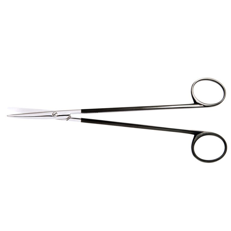 Delicate dissecting scissors with curved rounded SuperCut blades. Used in delicate surgery requiring fine instruments.