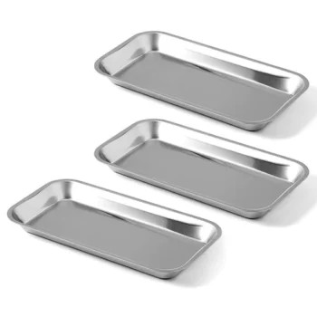 Dental Metal Trays Stainless Steel Medical Lab Instrument Tools Trays 3Pcs 8.85" x 4.64" x 0.79"